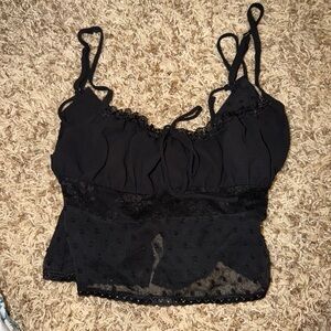 Edikted Black Lace & Sheer Dot Camisole